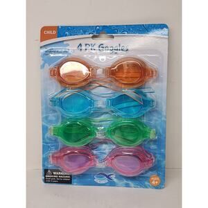 Swimgear 4 Pk Child Swim Goggles Pc Lens, Adj Strap, Latex Free Multicolor